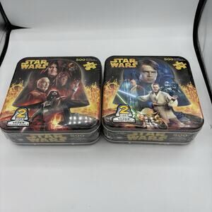 Star Wars 500 Piece Puzzles 2 Sided Darth Vader Shaped Collectible Tin Lot of‎ 2